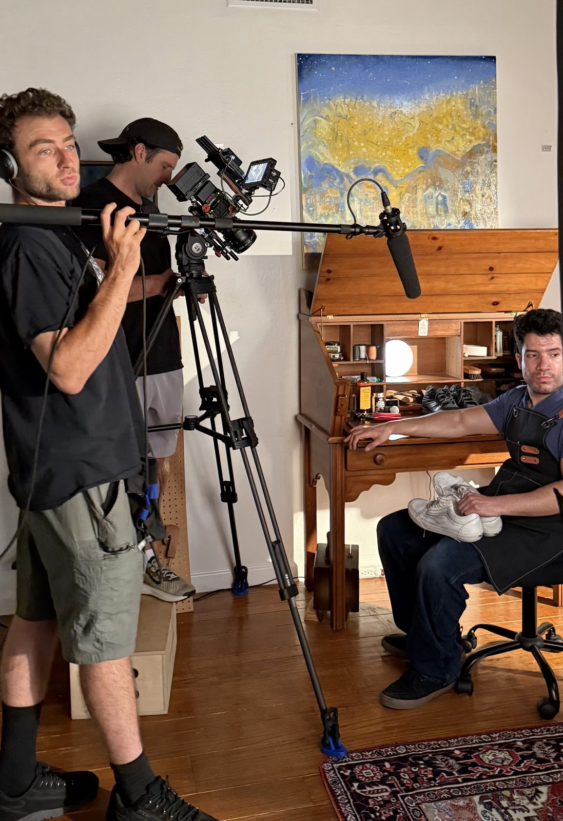 On set: filming a scene